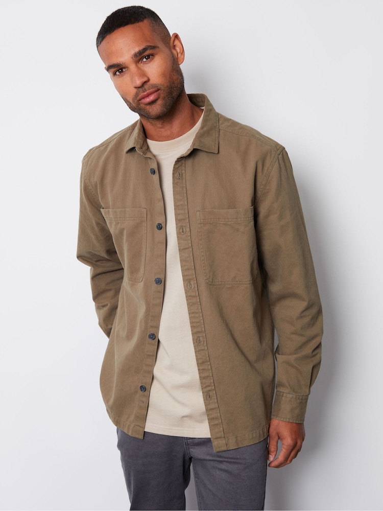 Threadbare Twill Button Up 100% Cotton Shacket - Изображение 1 из 5