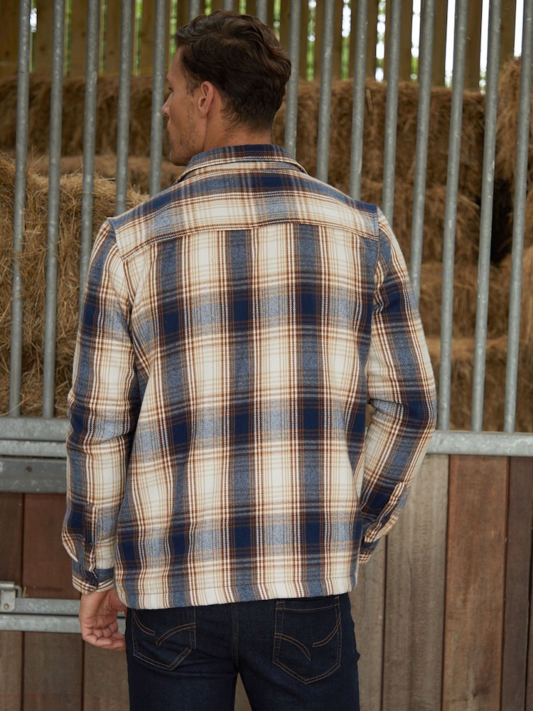 Threadbare Brown Brushed Check Shacket - Image 2 of 4