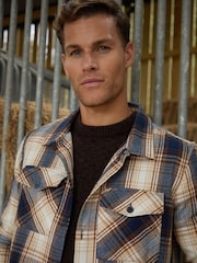 Threadbare Brown Brushed Check Shacket - Image 3 of 4
