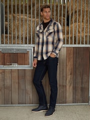 Threadbare Brown Brushed Check Shacket - Image 4 of 4