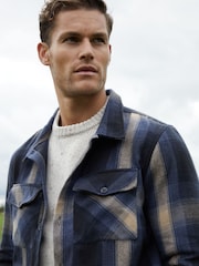 Threadbare Blue Brushed Check Shacket - Image 4 of 4