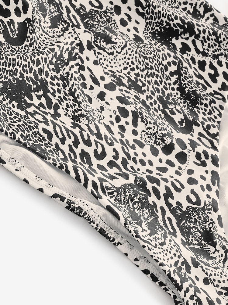 Maillot de bain B by Ted Baker monochrome imprimé léopard à encolure dégagée - Image 7 of 8