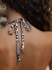 B by Ted Baker – Multifunktions-Bikinioberteil mit Leopardenmuster, Schwarz/Weiss - Image 4 of 8