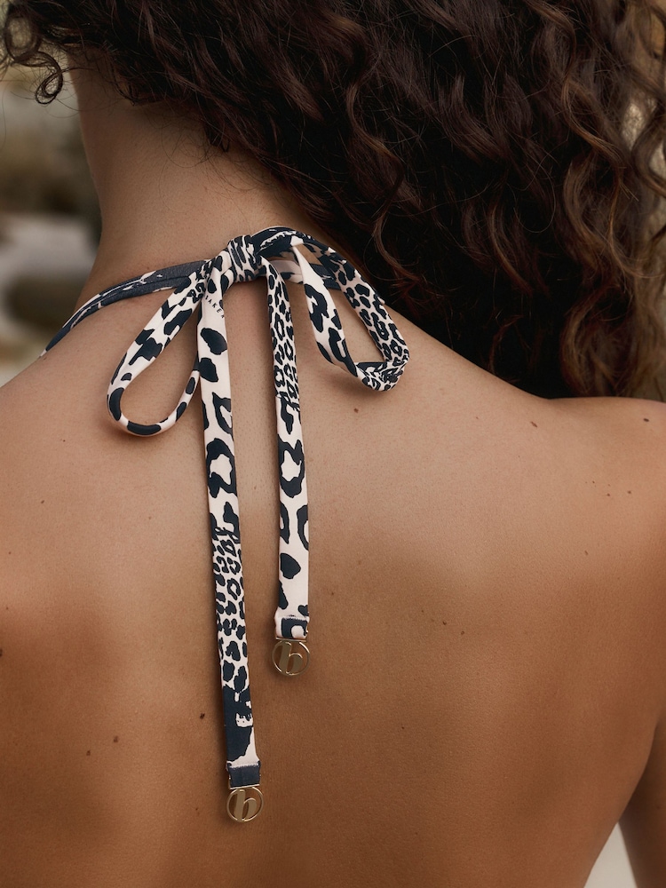 B by Ted Baker – Multifunktions-Bikinioberteil mit Leopardenmuster, Schwarz/Weiss - Image 4 of 8