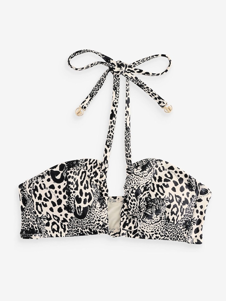 B by Ted Baker – Multifunktions-Bikinioberteil mit Leopardenmuster, Schwarz/Weiss - Image 6 of 8