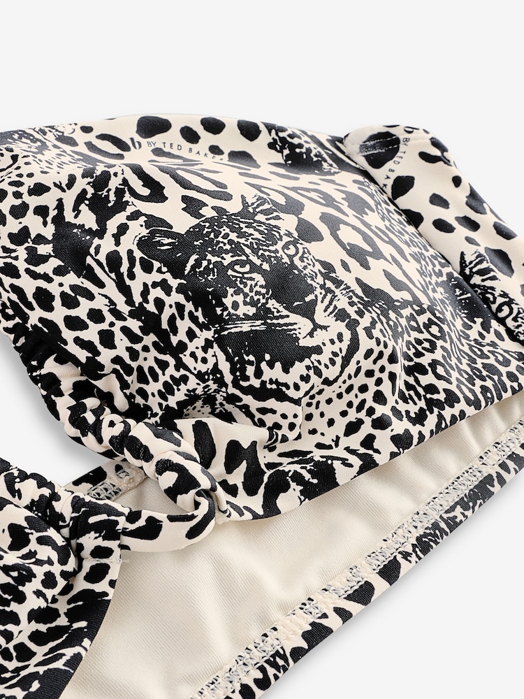 B by Ted Baker – Multifunktions-Bikinioberteil mit Leopardenmuster, Schwarz/Weiss - Image 7 of 8