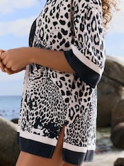 B by Ted Baker Viscose Linen Beach Mono Leopard Shirt - Image 6 of 8