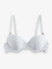 B by Ted Baker Removable Padding Plunge White Texture Bikini Top - Image 6 de 10