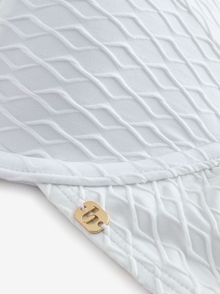 B by Ted Baker Removable Padding Plunge White Texture Bikini Top - Image 9 of 10