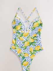 Maillot de bain B by Ted Baker écru Lemon Rikrak avec décolleté plongeant - Image 6 of 8