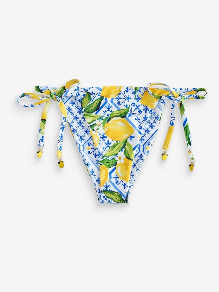 Slip de bikini B by Ted Baker Cream Lemon réversible à nouer sur le côté - Image 5 of 7