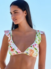 B by Ted Baker Cream Floral Frill Triangle Bikini - Image 2 of 3