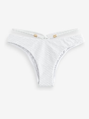 B by Ted Baker Strap High Leg White Texture Bikini Briefs - Image 6 de 8