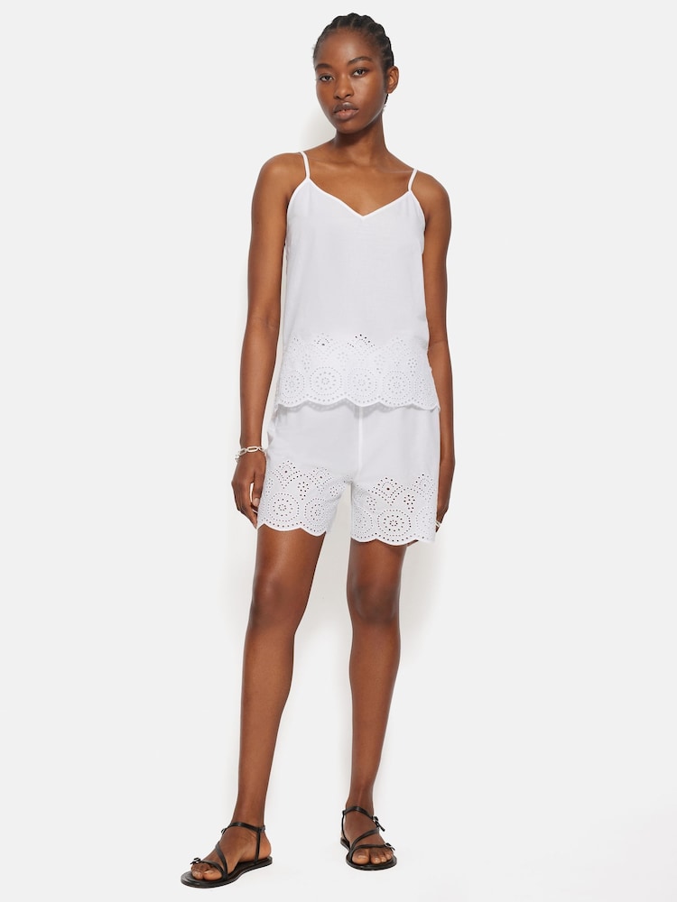 Jigsaw White Broderie Anglaise Shorts - Image 3 of 6