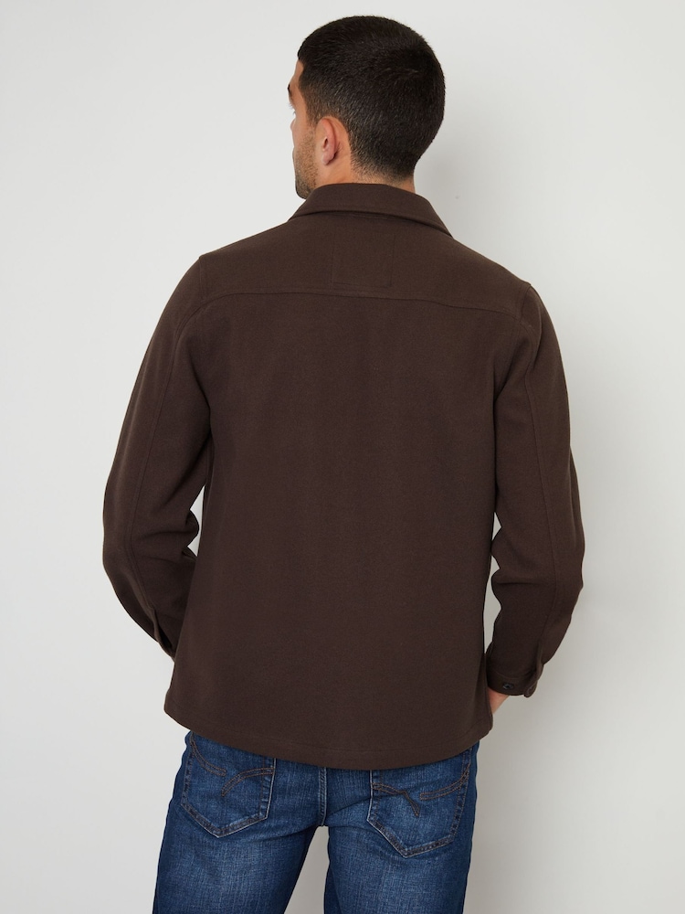 Threadbare Brown Faux Fur Wool Button Up Shacket - Image 2 of 4