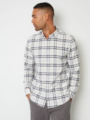 Threadbare White Long Sleeve Check 100% Cotton Shirt - Image 1 of 5