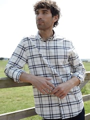 Threadbare White Long Sleeve Check 100% Cotton Shirt - Image 5 of 5