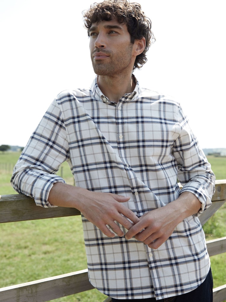 Threadbare White Long Sleeve Check 100% Cotton Shirt - Image 5 of 5