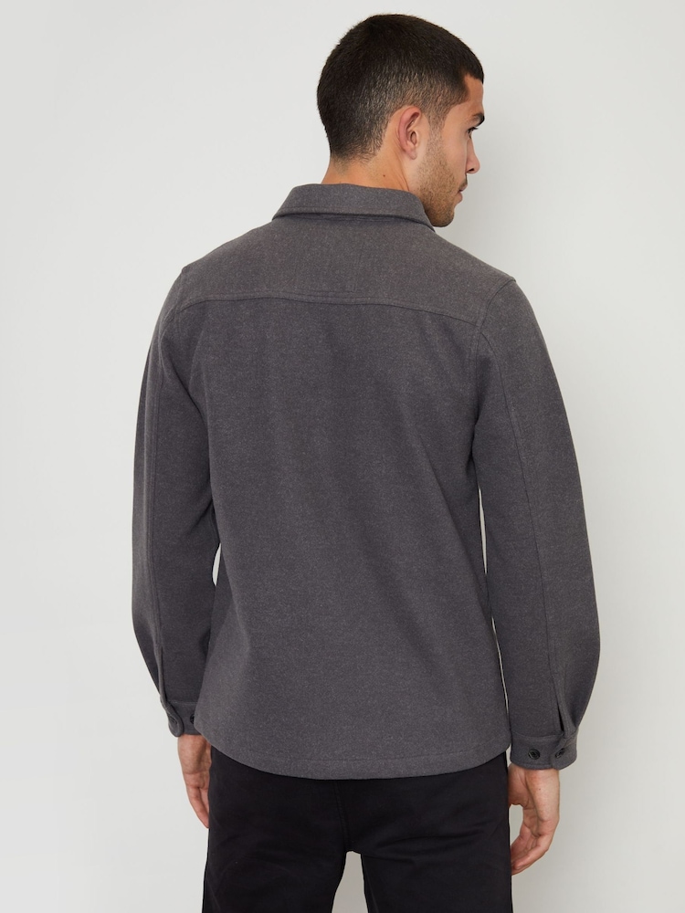 Threadbare Grey Faux Fur Wool Button Up Shacket - Image 2 of 4