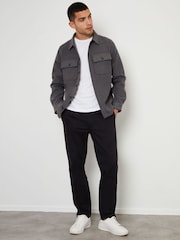 Threadbare Grey Faux Fur Wool Button Up Shacket - Image 3 of 4