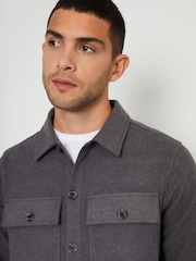 Threadbare Grey Faux Fur Wool Button Up Shacket - Image 4 of 4