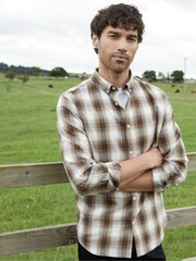 Threadbare Brown Brushed 100% Cotton Long Sleeve Check Shirt - Image 2 of 4