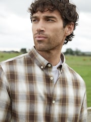 Threadbare Brown Brushed 100% Cotton Long Sleeve Check Shirt - Image 4 of 4