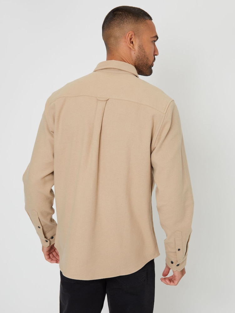 Threadbare Brown Brushed Flannel Long Sleeve 100% Cotton Shirt - Image 2 of 5