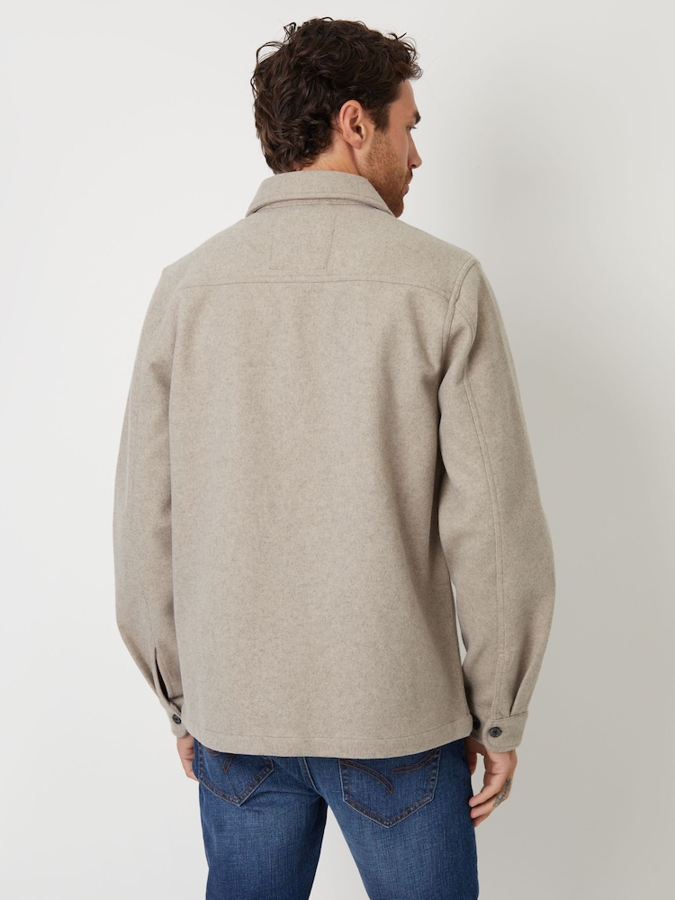 Threadbare Stone Faux Fur Wool Button Up Shacket - Image 2 of 5