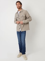 Threadbare Stone Faux Fur Wool Button Up Shacket - Image 3 of 5