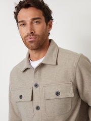 Threadbare Stone Faux Fur Wool Button Up Shacket - Image 4 of 5