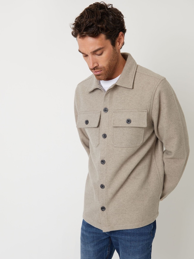 Threadbare Stone Faux Fur Wool Button Up Shacket - Image 5 of 5