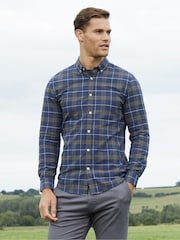 Threadbare Blue Long Sleeve Check 100% Cotton Shirt - Image 1 of 5