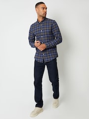 Threadbare Blue Long Sleeve Check 100% Cotton Shirt - Image 4 of 5