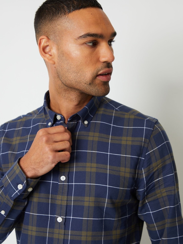 Threadbare Blue Long Sleeve Check 100% Cotton Shirt - Image 5 of 5