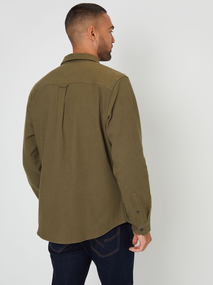 Threadbare Green Brushed Flannel Long Sleeve 100% Cotton Shirt - Image 2 of 4