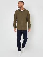 Threadbare Green Brushed Flannel Long Sleeve 100% Cotton Shirt - Image 3 of 4