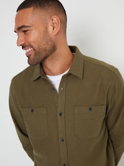 Threadbare Green Brushed Flannel Long Sleeve 100% Cotton Shirt - Image 4 of 4