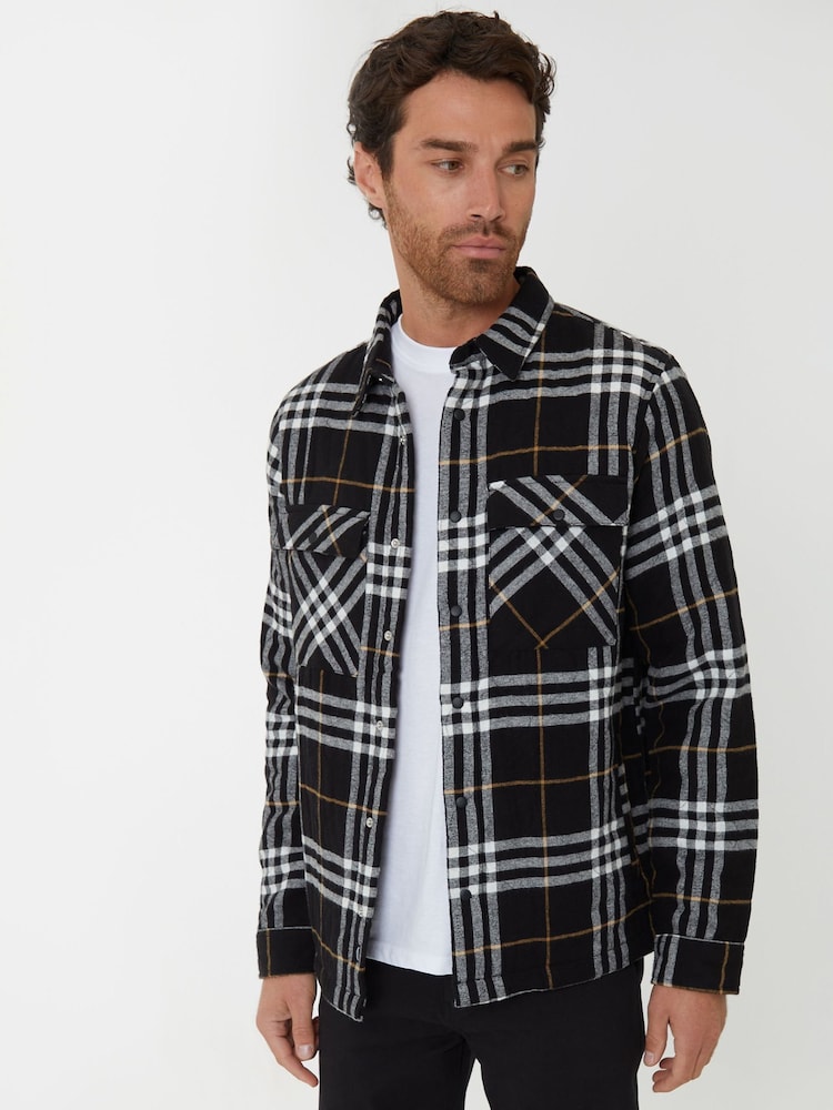 Черный - Threadbare стеганая куртка в клетку - Изображение 1 из 4 Черный - Threadbare стеганая куртка в клетку - Изображение 1 из 4