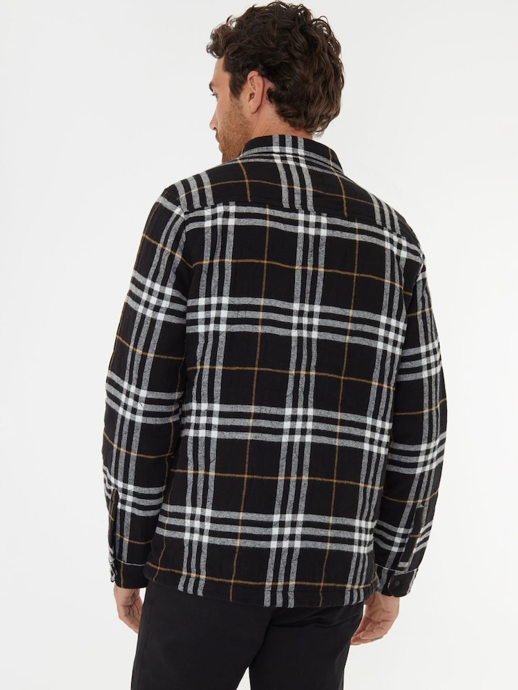 Черный - Threadbare стеганая куртка в клетку - Изображение 2 из 4 Черный - Threadbare стеганая куртка в клетку - Изображение 2 из 4