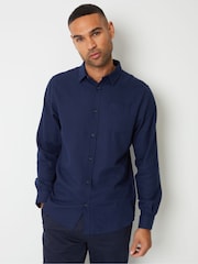 Threadbare Blue Brushed Long Sleeve Flannel 100% Cotton Shirt - Image 1 of 4