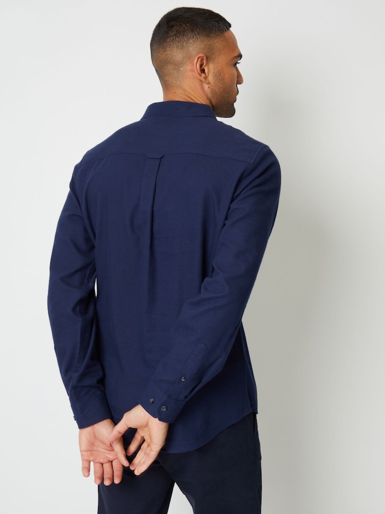 Threadbare Blue Brushed Long Sleeve Flannel 100% Cotton Shirt - Image 2 of 4