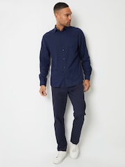 Threadbare Blue Brushed Long Sleeve Flannel 100% Cotton Shirt - Image 3 of 4