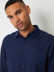 Threadbare Blue Brushed Long Sleeve Flannel 100% Cotton Shirt - Image 4 of 4