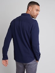 Threadbare Navy Blue/White Jersey Long Sleeve 100%Cotton Shirts 2PK - Image 3 of 5