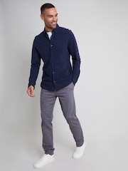 Threadbare Navy Blue/White Jersey Long Sleeve 100%Cotton Shirts 2PK - Image 4 of 5