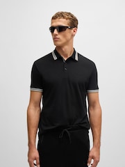 BOSS Black 100% Cotton Piqué Contrast Logo Paddy Polo Shirt - Image 1 of 5