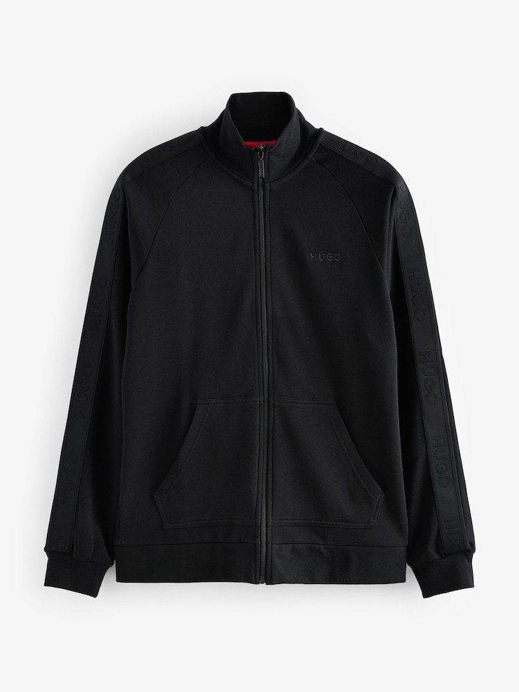 HUGO Black 100% Cotton Logo Tape Zip-Up Jacket - Image 1 of 1
