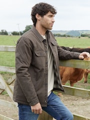 Threadbare Brown Check Lined Cotton Shacket - Image 1 of 5