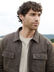 Threadbare Brown Check Lined Cotton Shacket - Image 4 of 5